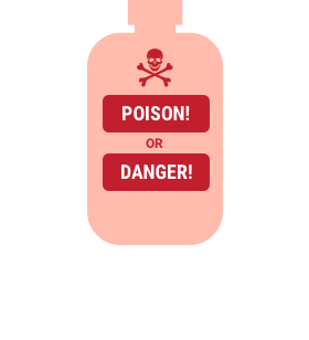Icon of a bottle with the words Danger and Poison