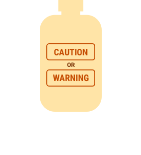 Icon of a bottle with the words Caution and Warning
